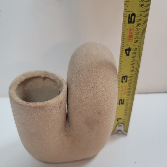 Free-form vase Southwestern Modern Adobe 4" tall tubular Ceramic slight texture - Picture 4 of 8